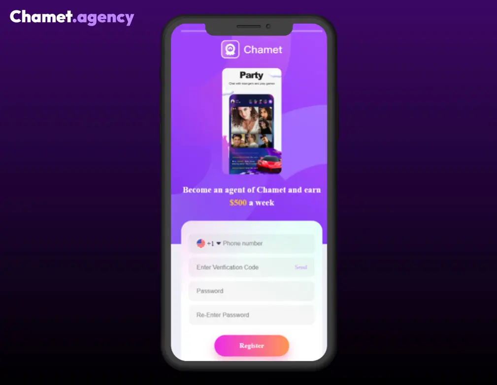 Chamet agency register your agency screen