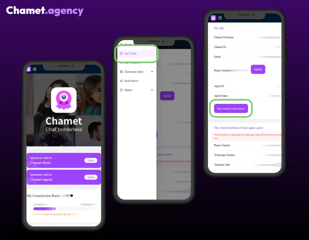Chamet agency set up your team screen